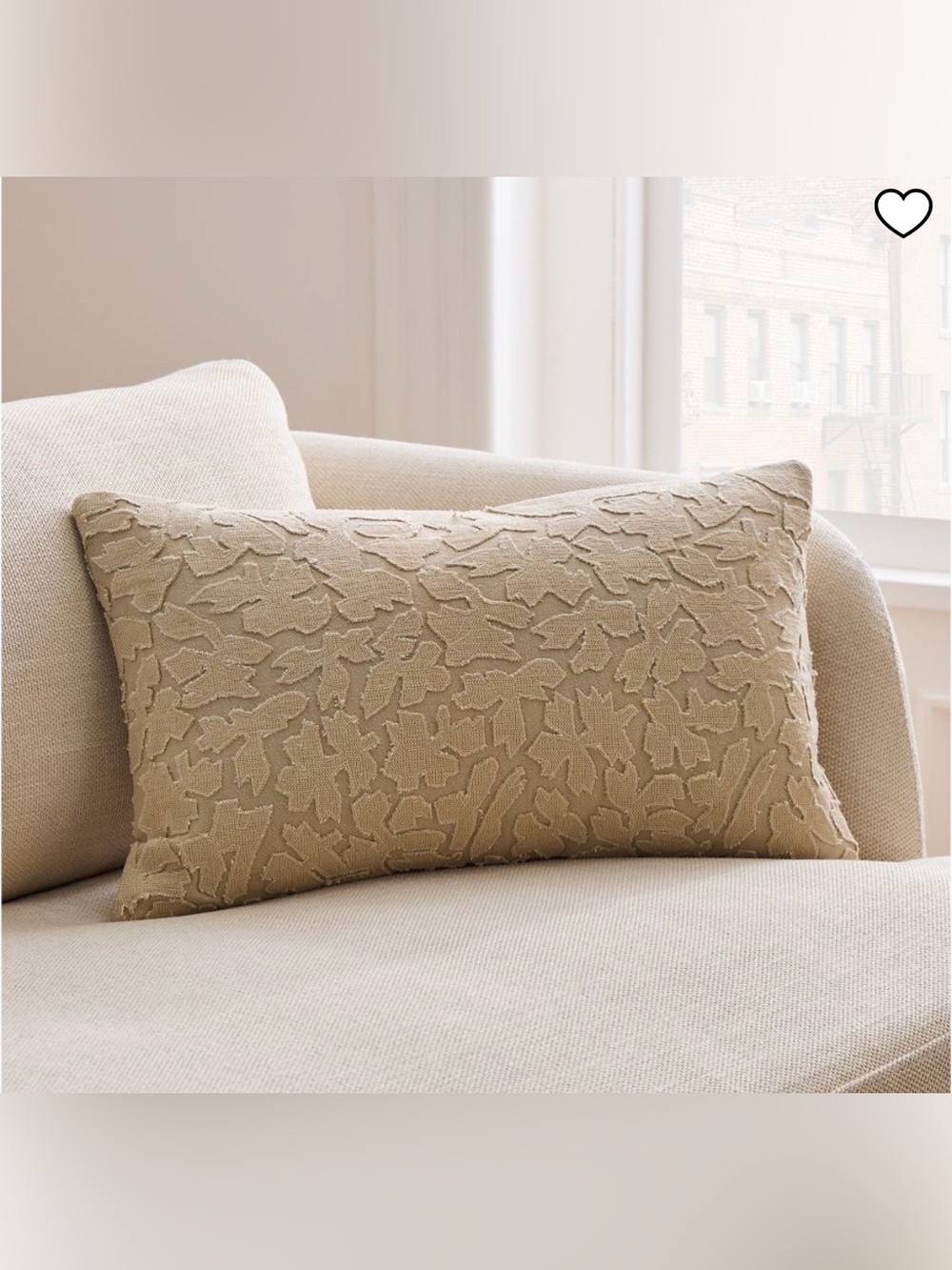 West Elm Cut Floral Pillow Cover Neutral Textured  - Beige Taupe